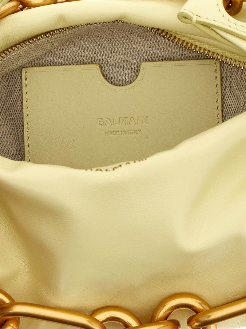 Balmain Sync Mini Bicolor Calfskin Handbag in Yellow