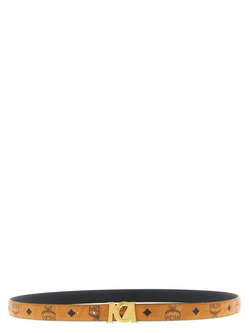 MCM Brown Polyethylene Regular Belt - Iconic Monogram Style