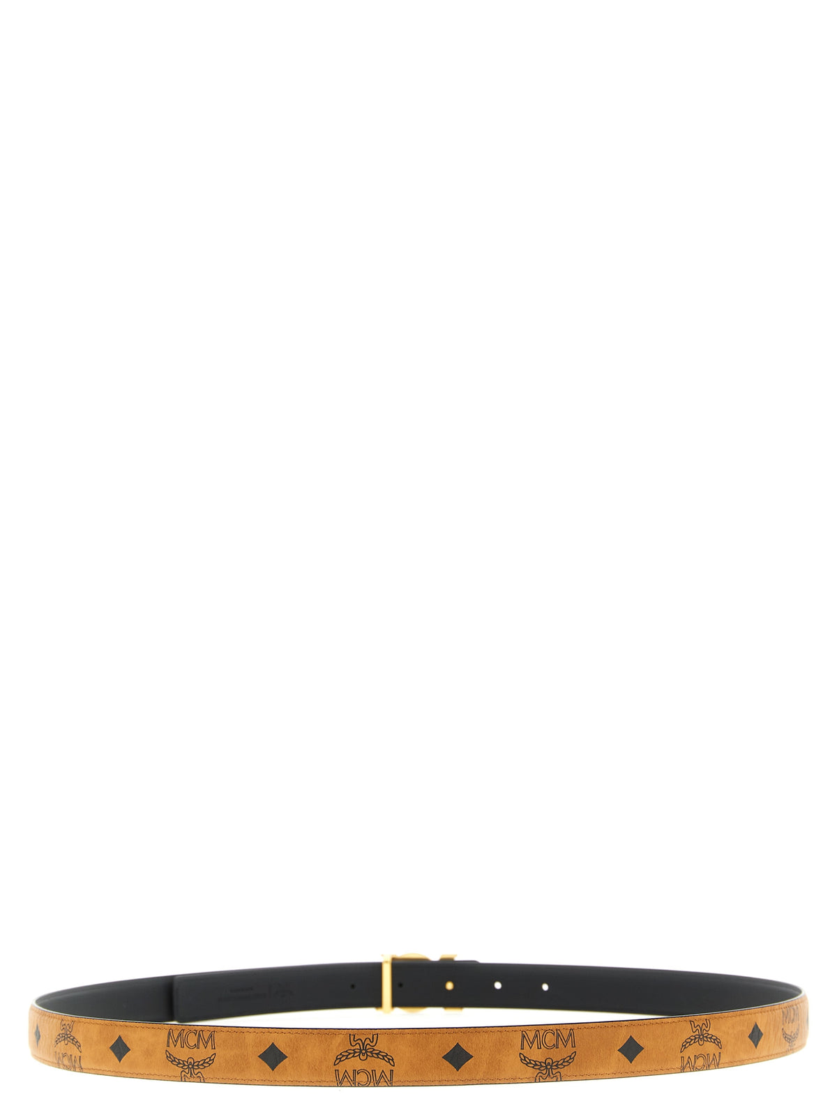 MCM Brown Polyethylene Regular Belt - Iconic Monogram Style