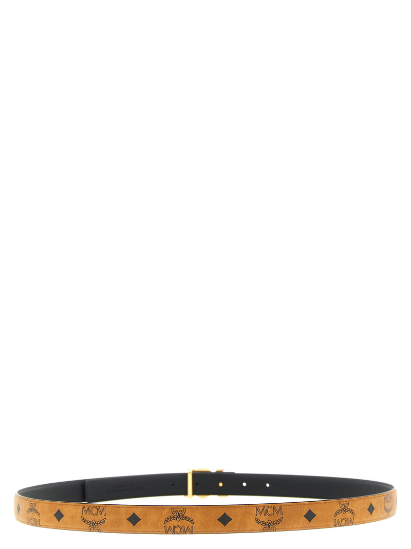 MCM Brown Polyethylene Regular Belt - Iconic Monogram Style