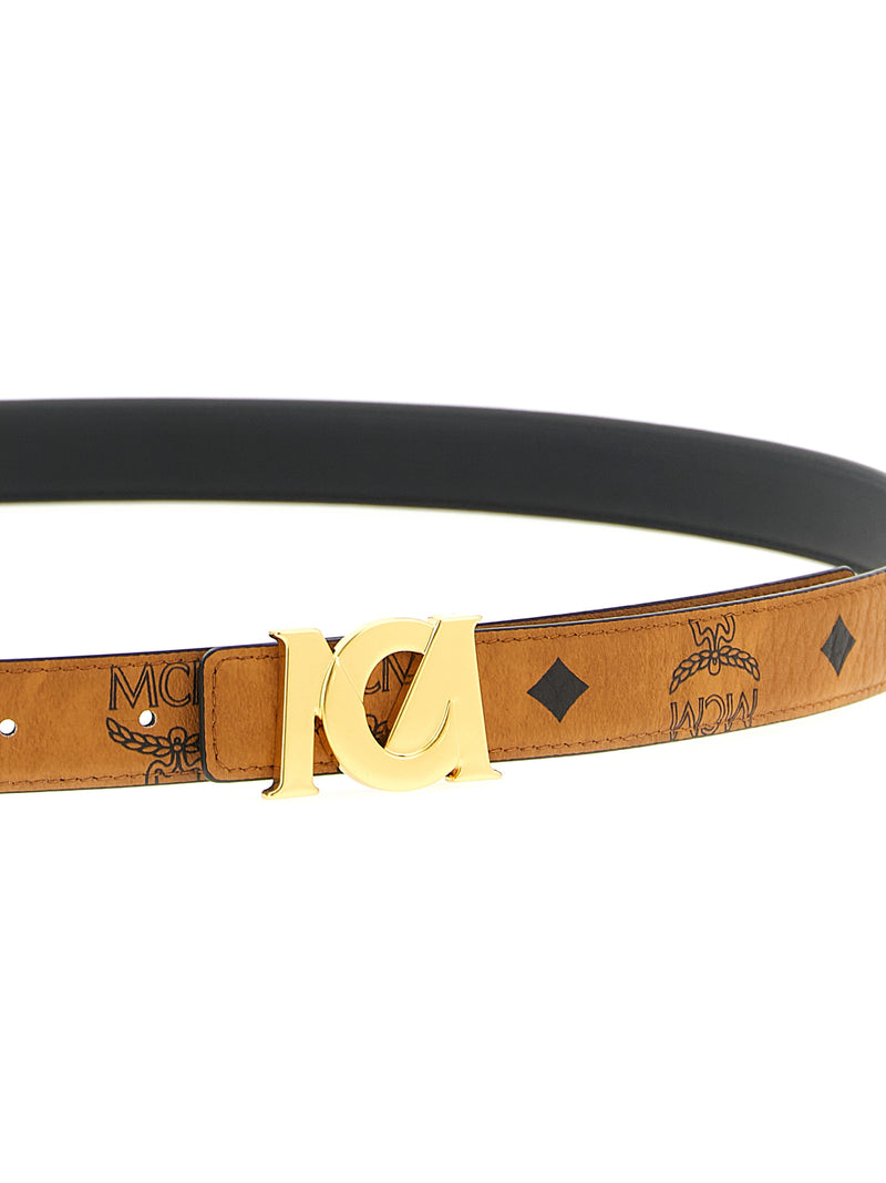 MCM Brown Polyethylene Regular Belt - Iconic Monogram Style