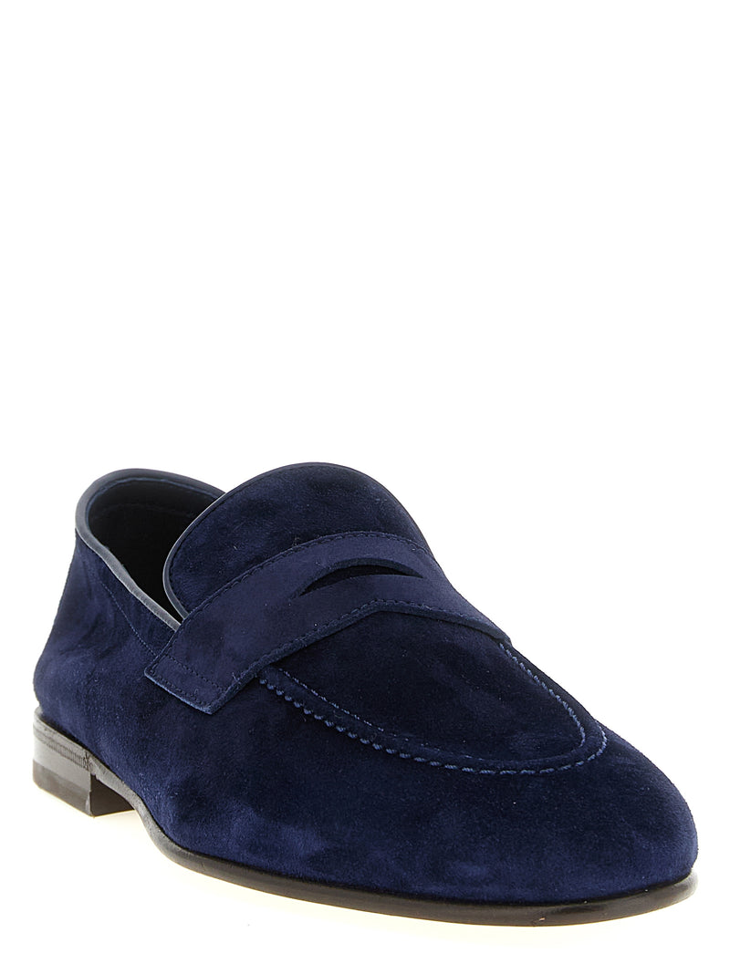Mocassins à enfiler en cuir de veau bleu Brunello Cucinelli