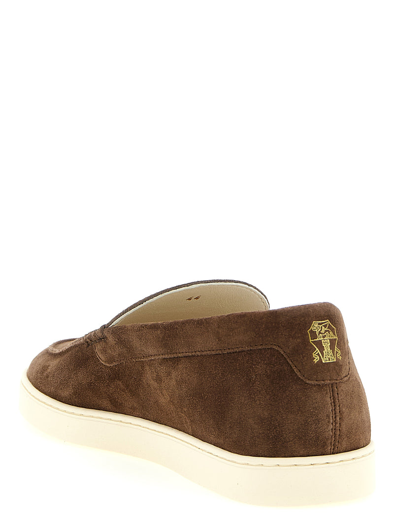 Brunello Cucinelli Brown Calfskin Slip-On Loafers