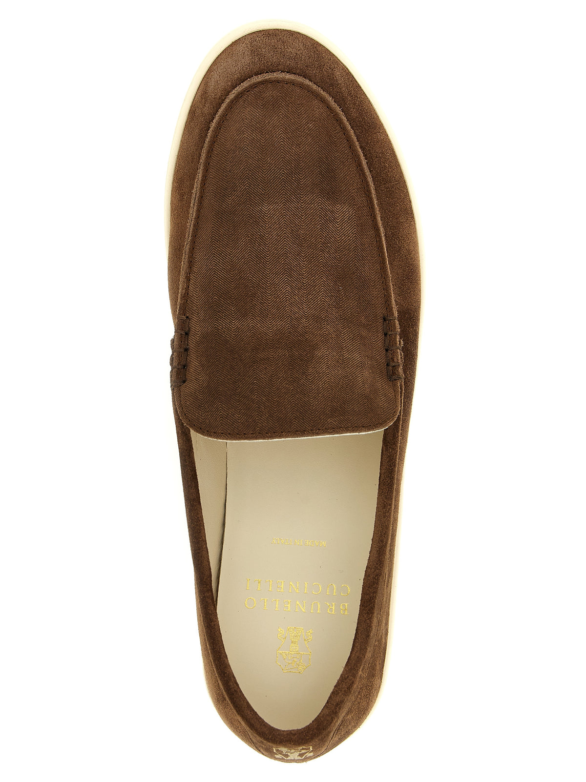 Mocassins à enfiler Brunello Cucinelli en cuir de veau marron