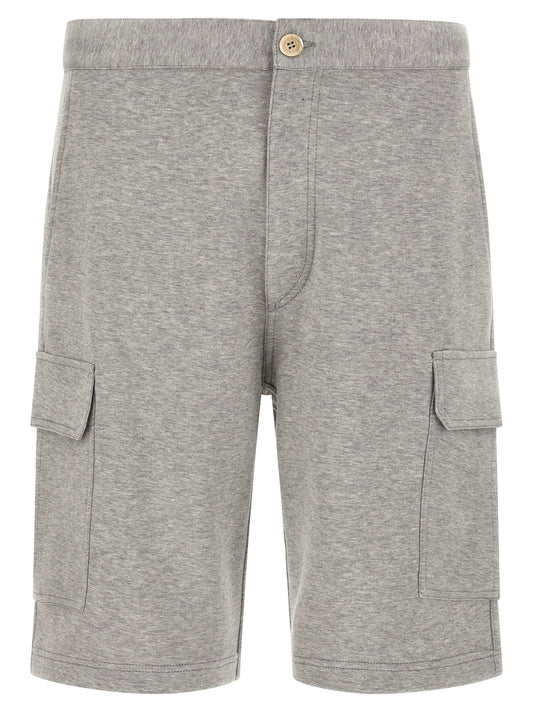 Brunello Cucinelli Gray Cotton Bermuda Shorts for Men