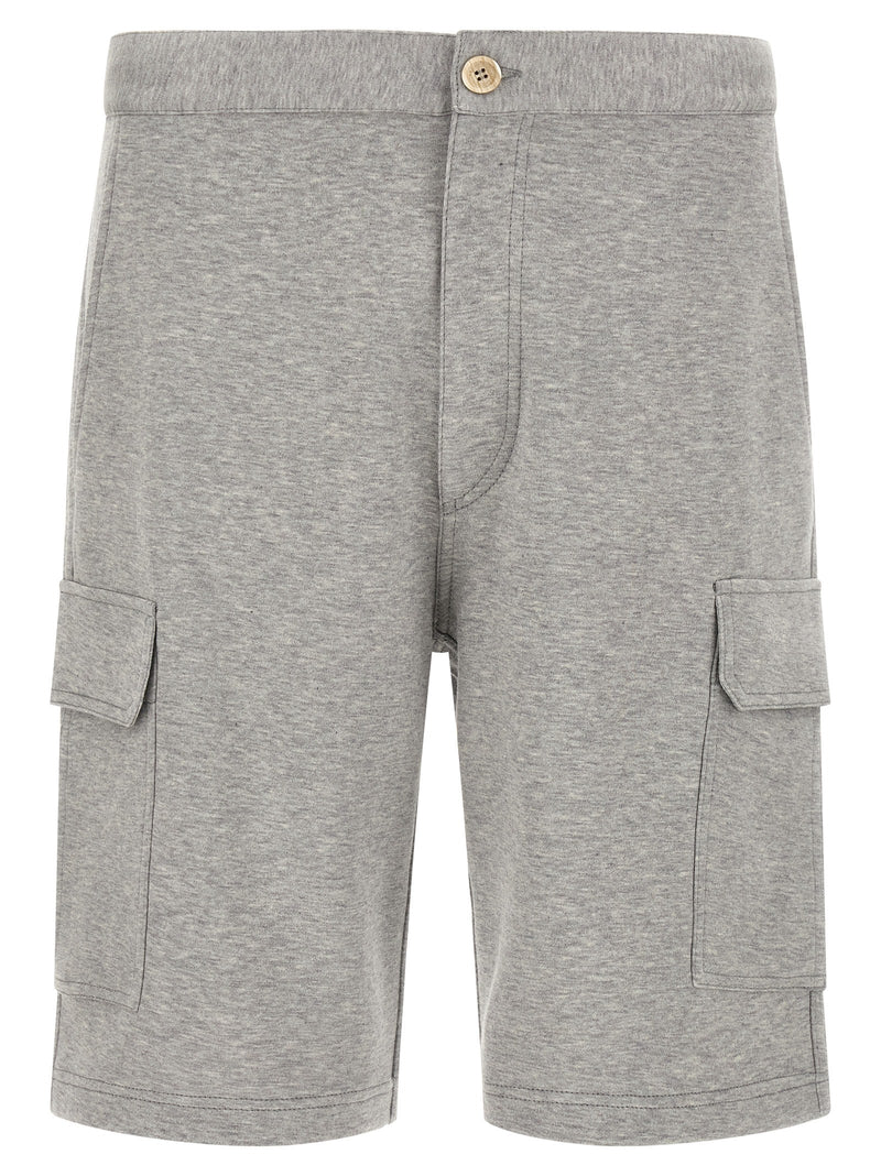 Brunello Cucinelli Gray Cotton Bermuda Shorts for Men