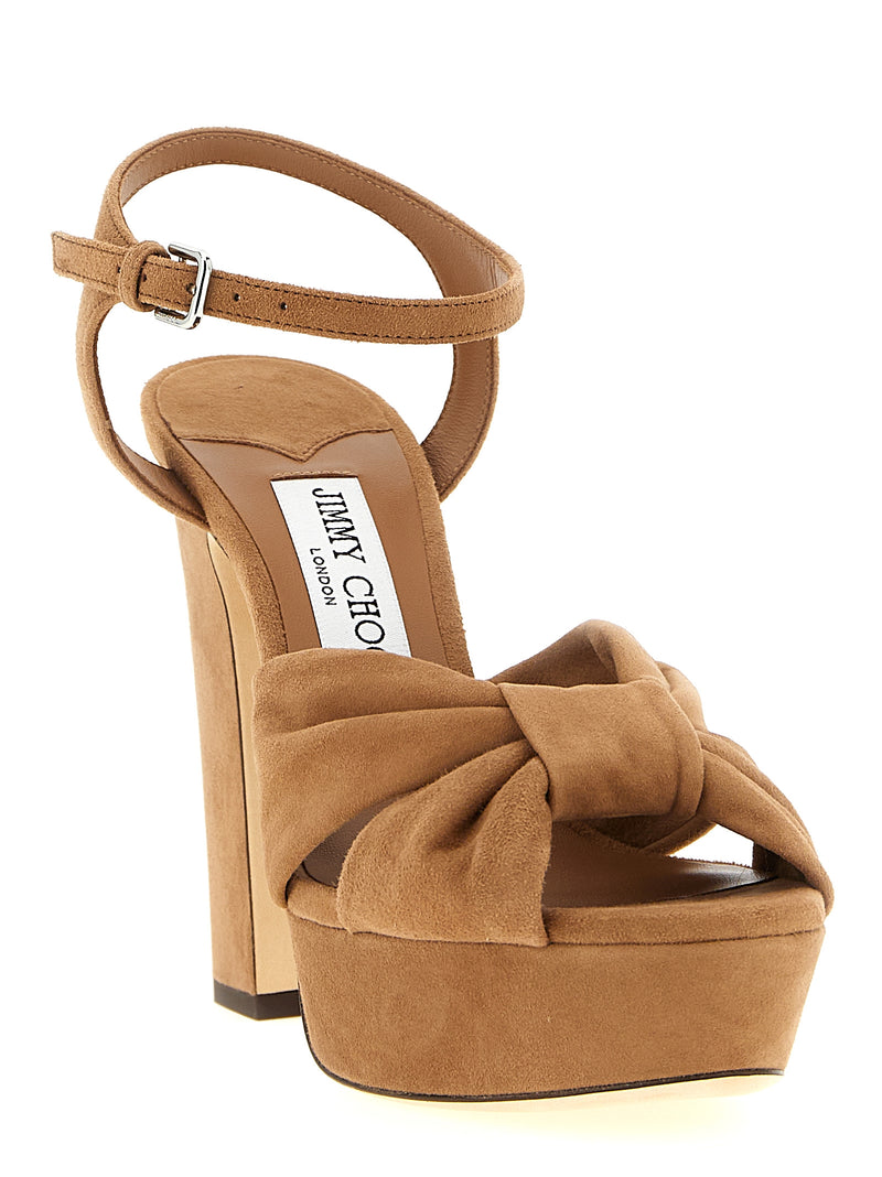 Sandales à talons aiguilles en cuir marron Jimmy Choo