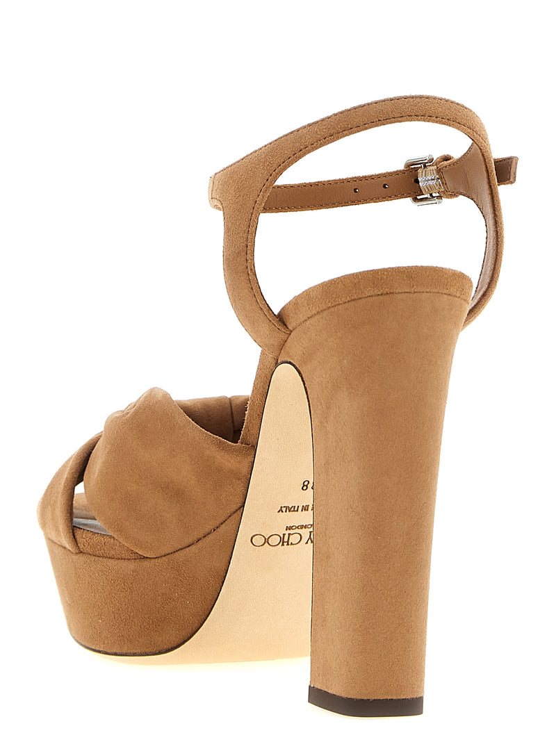 Sandales à talons aiguilles en cuir marron Jimmy Choo