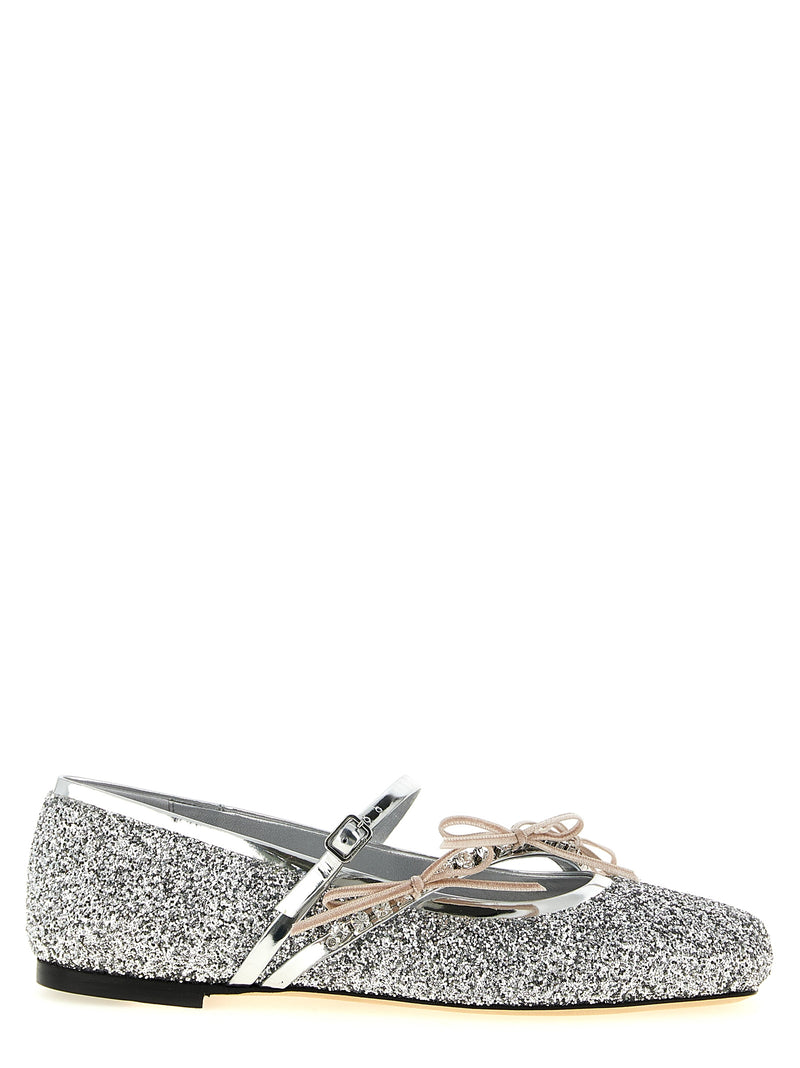 Jimmy Choo Silver Tencel Ballet Flats