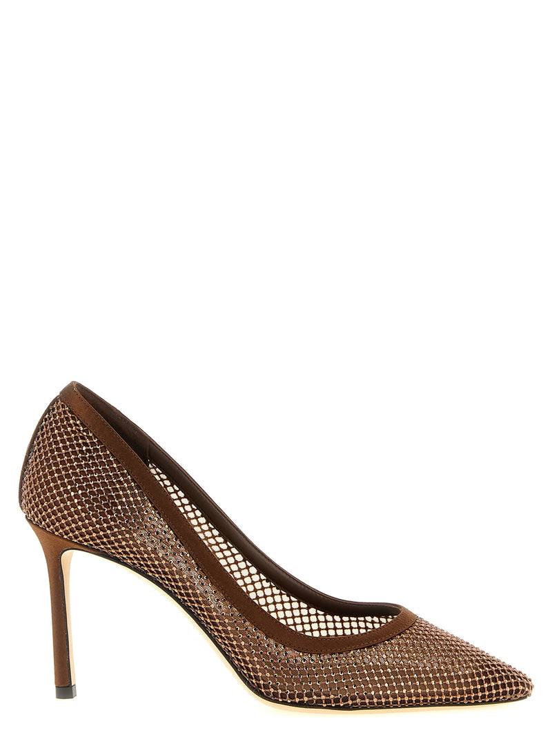 Escarpins Jimmy Choo marron en Tencel à talons hauts