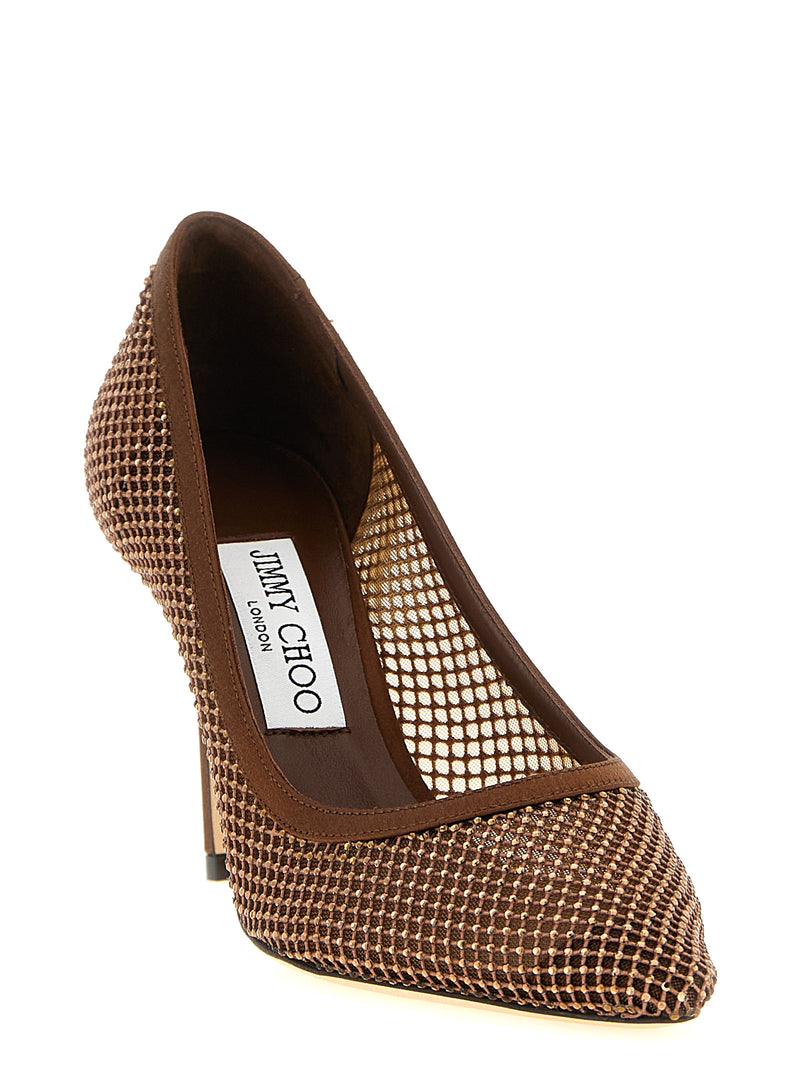 Escarpins Jimmy Choo marron en Tencel à talons hauts