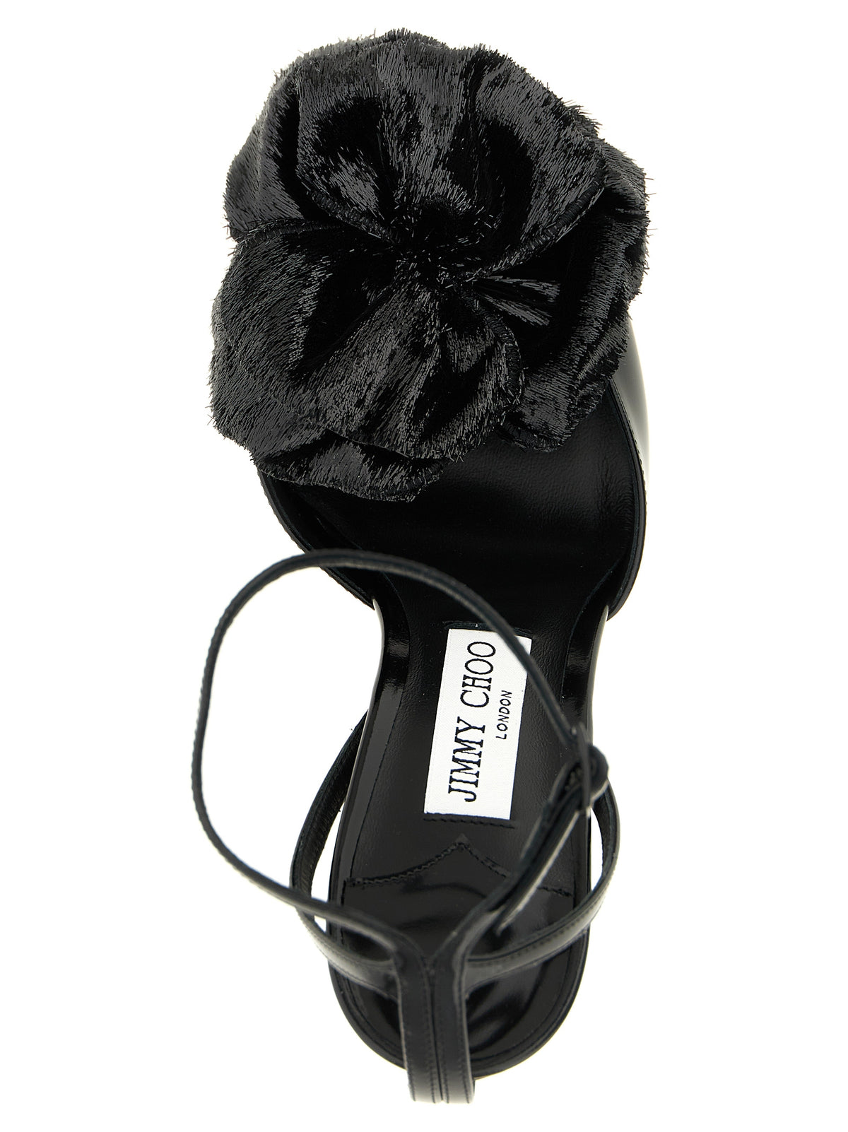 Sandales à talons aiguilles en cuir noir Jimmy Choo
