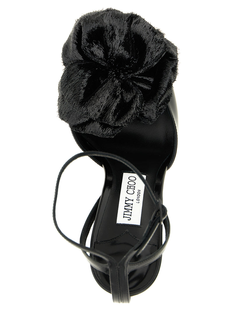 Sandales à talons aiguilles en cuir noir Jimmy Choo