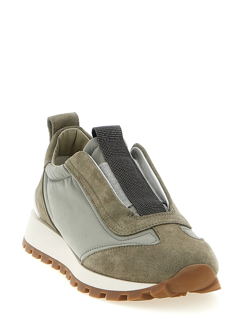 Baskets athlétiques bicolores en polyester Brunello Cucinelli
