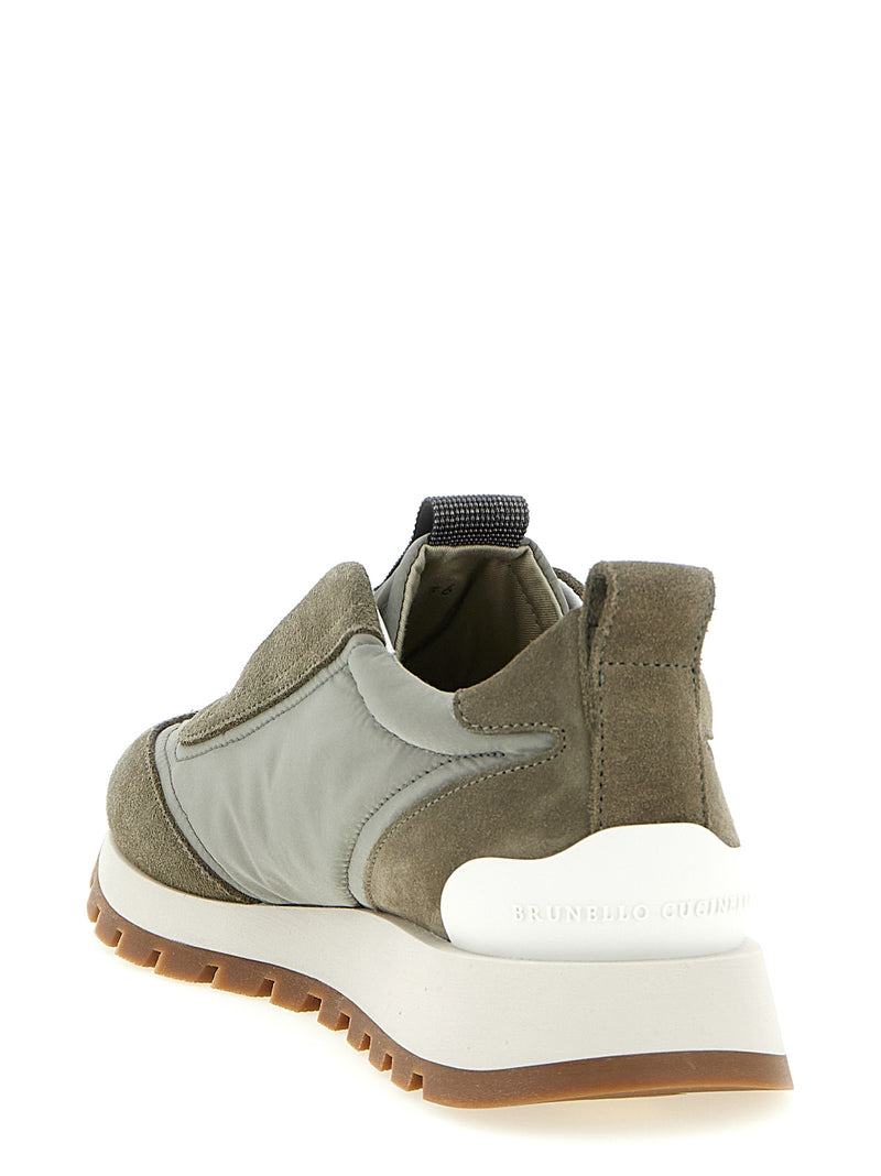 Baskets athlétiques bicolores en polyester Brunello Cucinelli