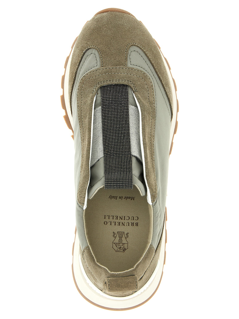 Baskets athlétiques bicolores en polyester Brunello Cucinelli