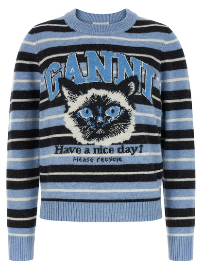 Ganni Blue Wool Cardigan