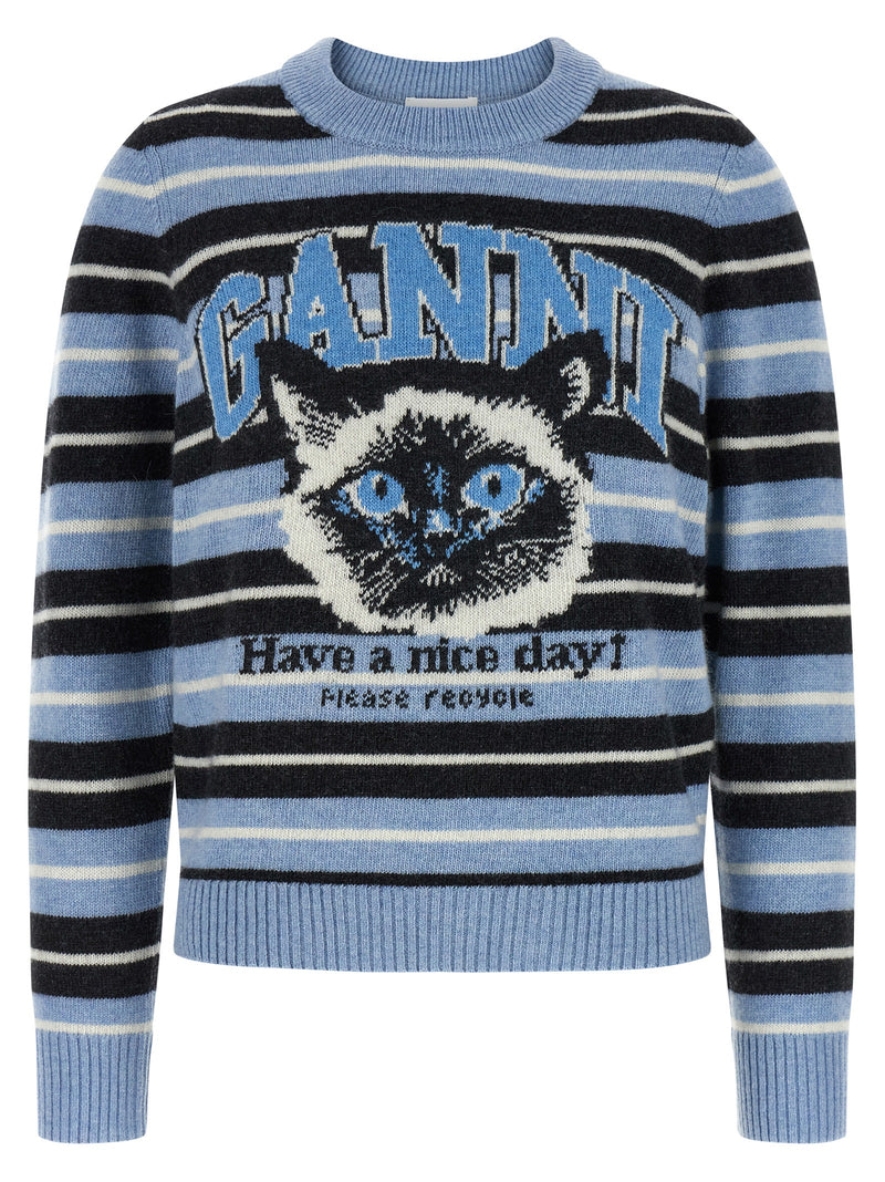Ganni Blue Wool Cardigan
