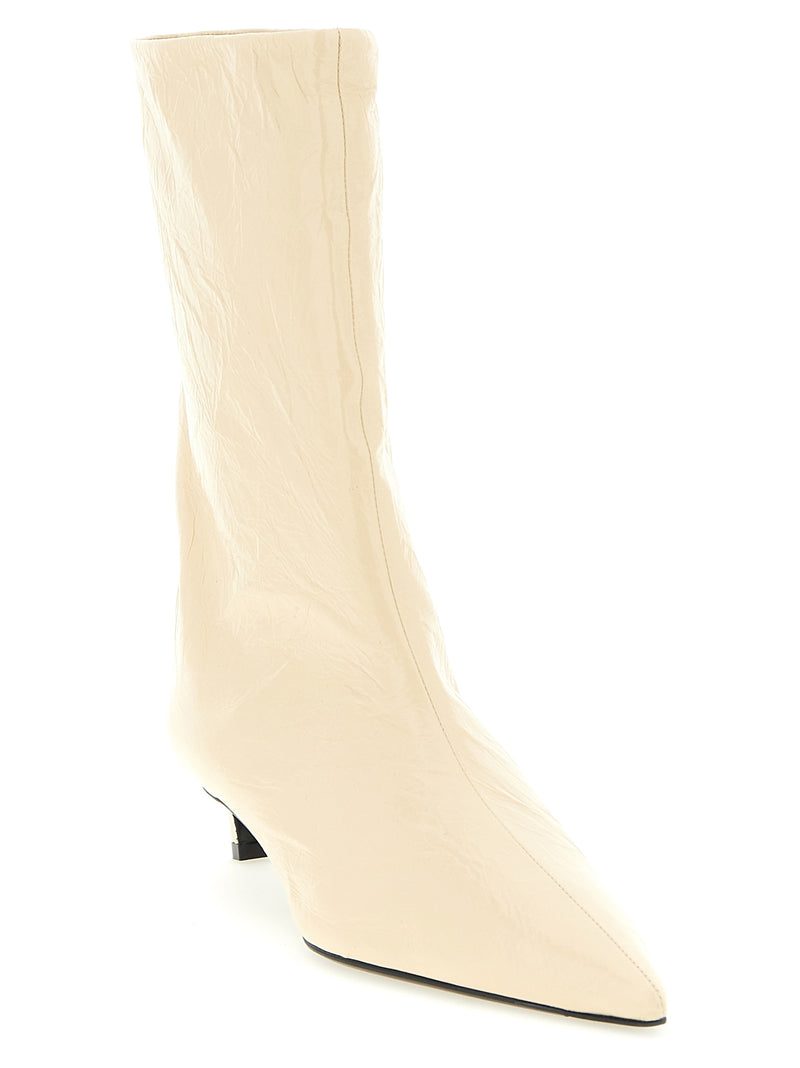 Jil Sander Beige Calfskin Ankle Boots for Women