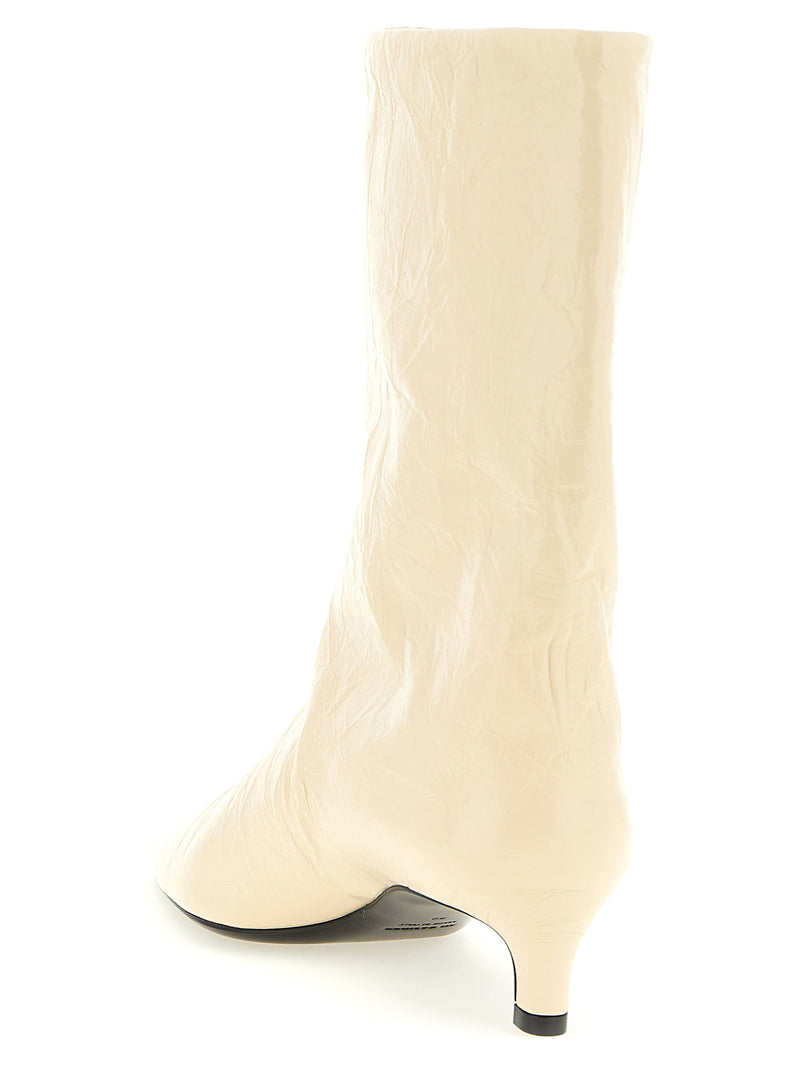 Jil Sander Beige Calfskin Ankle Boots for Women