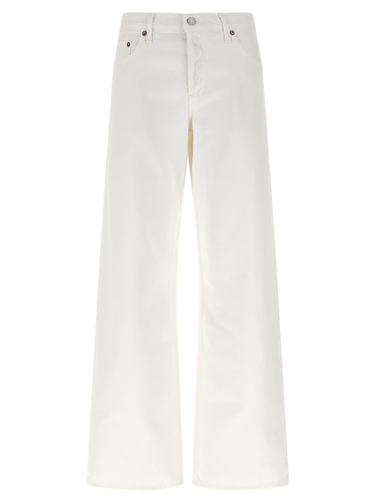 Jean en coton blanc doré