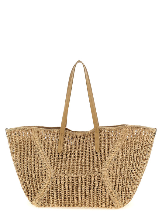Brunello Cucinelli Sac à bandoulière beige en polyamide