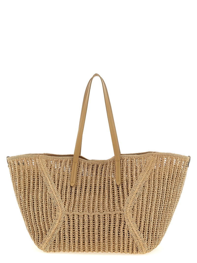 Brunello Cucinelli Sac à bandoulière beige en polyamide