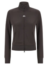 Courrèges Gray Polyester Sweatshirt with High Neck