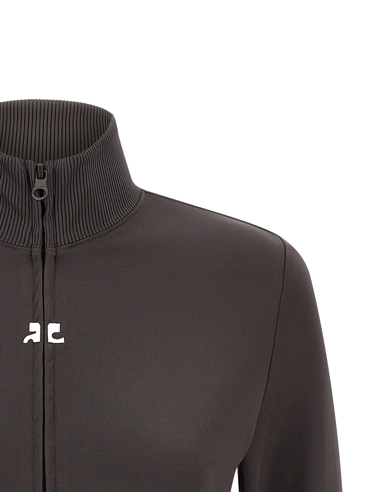 Courrèges Gray Polyester Sweatshirt with High Neck