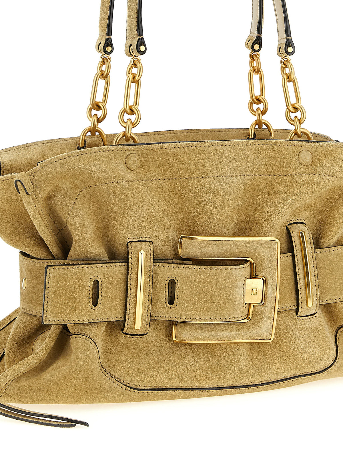 Sac à bandoulière Balmain en cuir de veau beige