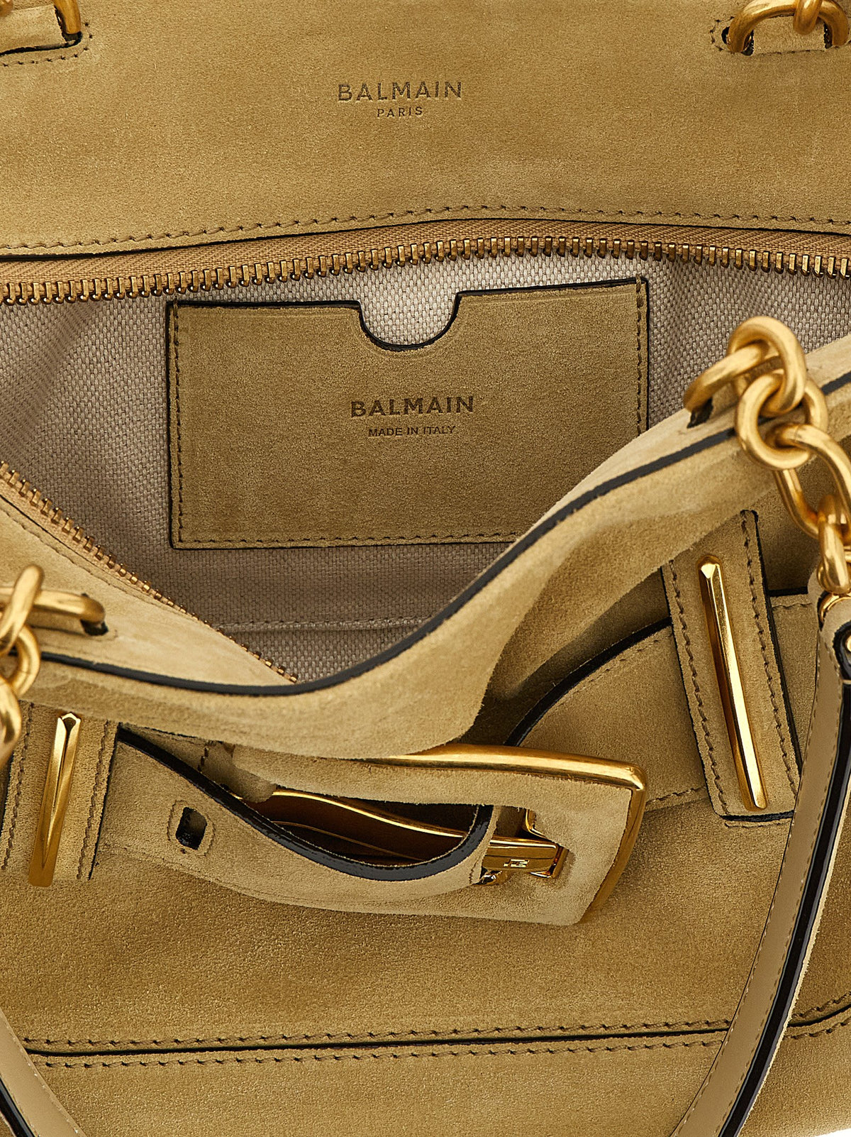 Sac à bandoulière Balmain en cuir de veau beige