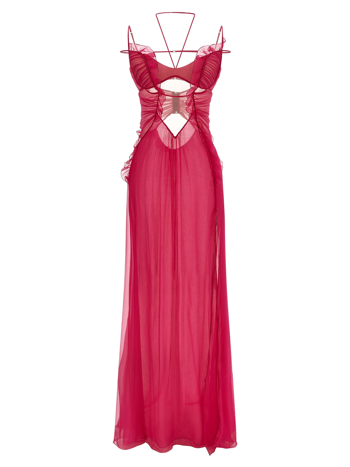 Nensi Dojaka Fuchsia Silk Long Dress