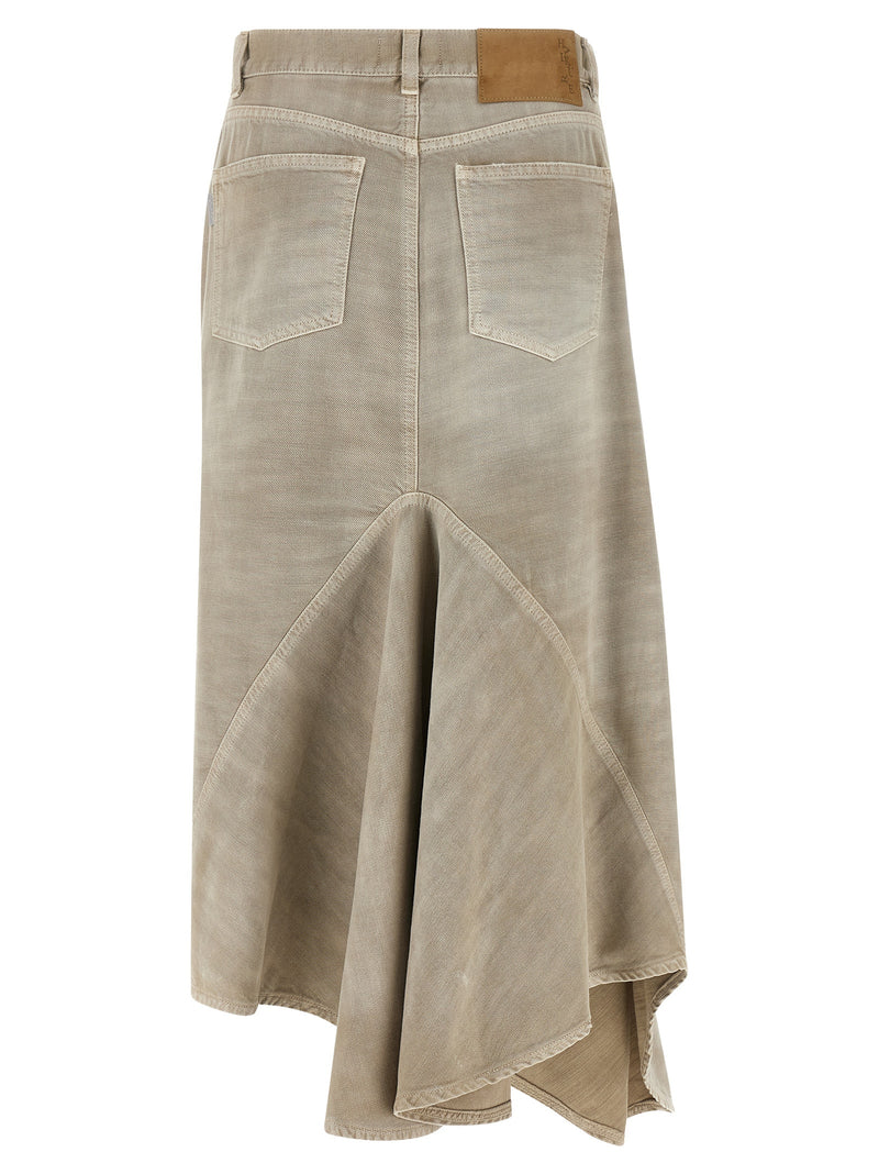 Haikure Gray Cotton Midi Skirt