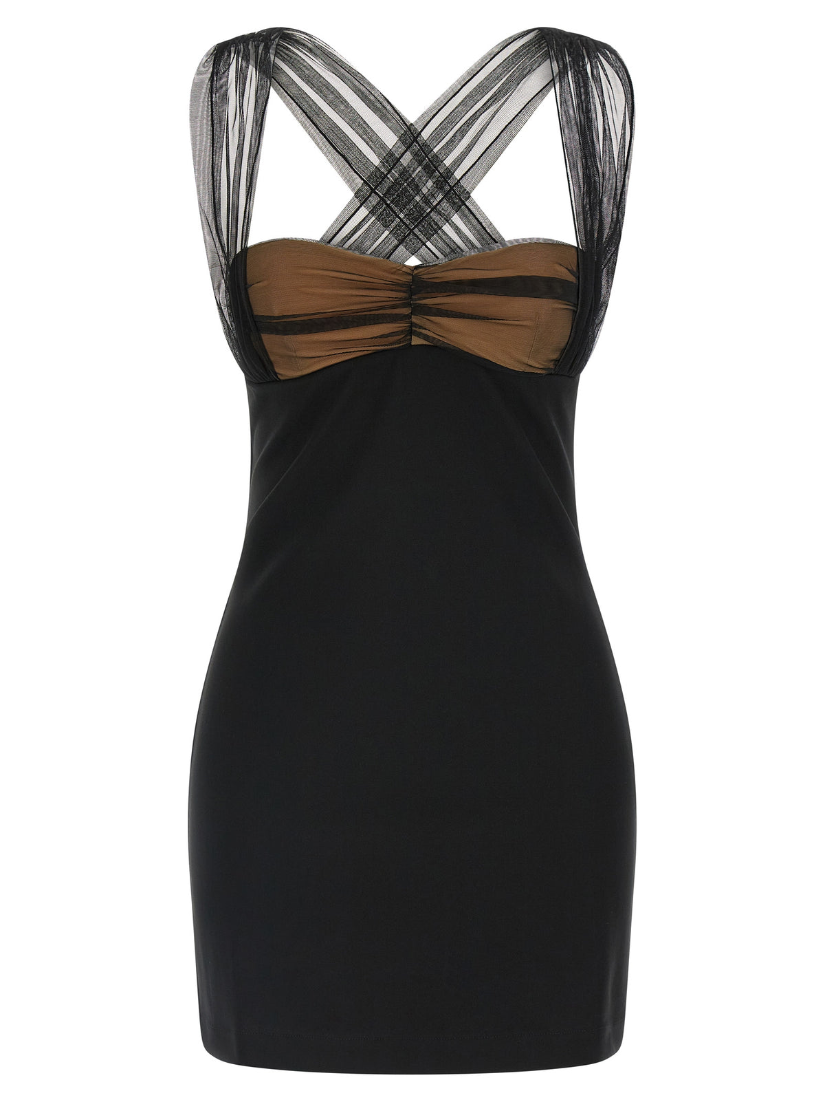 Nensi Dojaka Black Viscose Draped Padded Cup Mini Dress