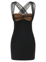 Nensi Dojaka Black Viscose Draped Padded Cup Mini Dress