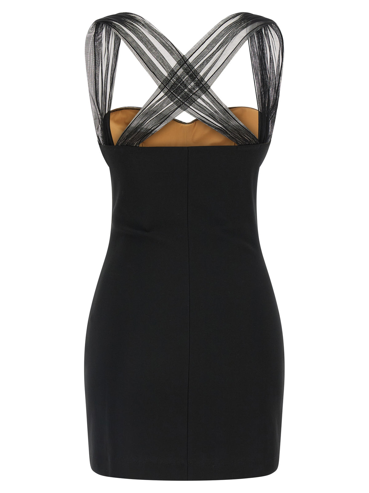 Nensi Dojaka Black Viscose Draped Padded Cup Mini Dress