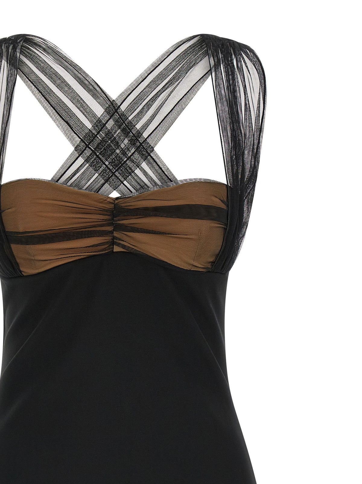 Nensi Dojaka Black Viscose Draped Padded Cup Mini Dress
