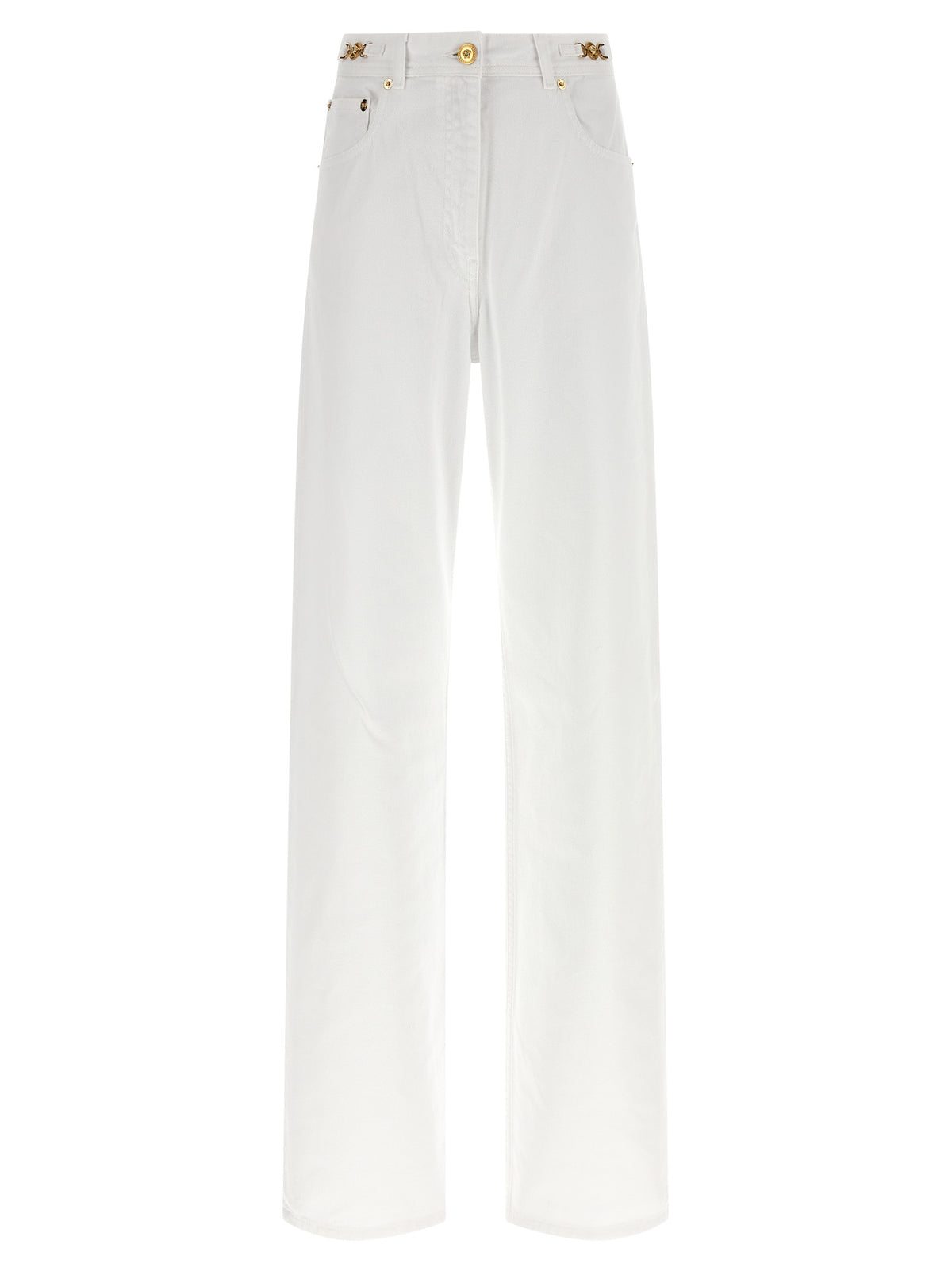 Versace White Cotton Straight-Leg Jeans