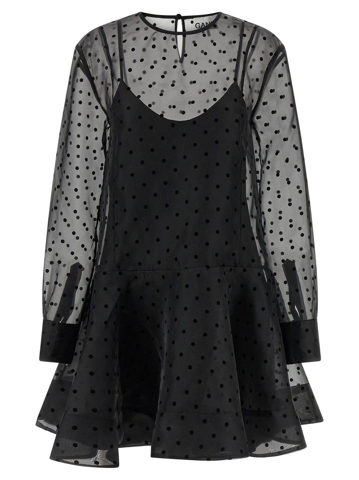 Ganni Black Recycled Polyester Short Dress