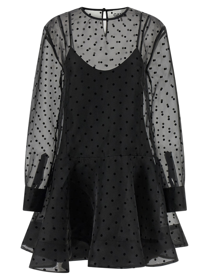 Robe courte Ganni en polyester recyclé noir