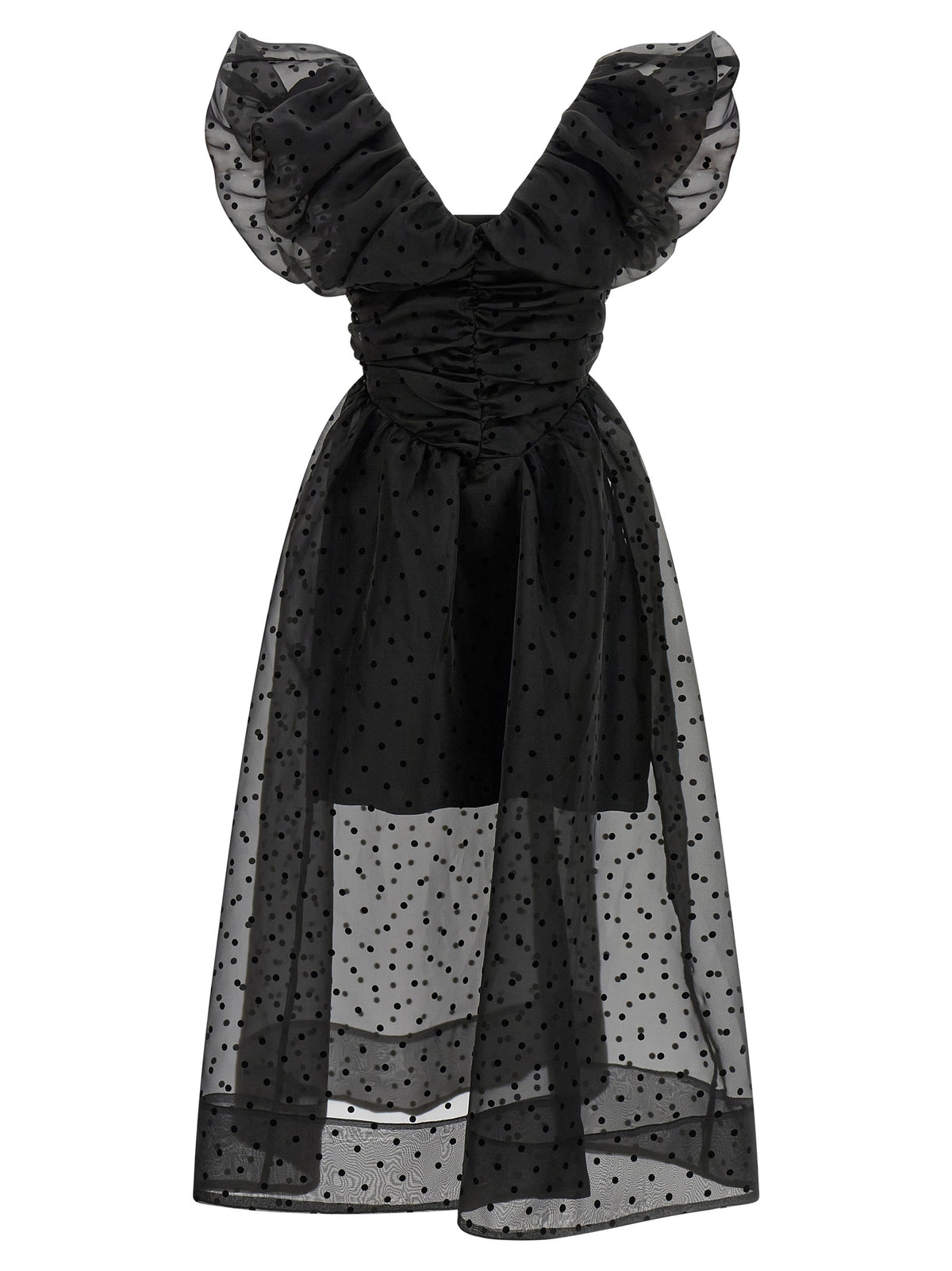 Robe midi Ganni en polyester recyclé noir
