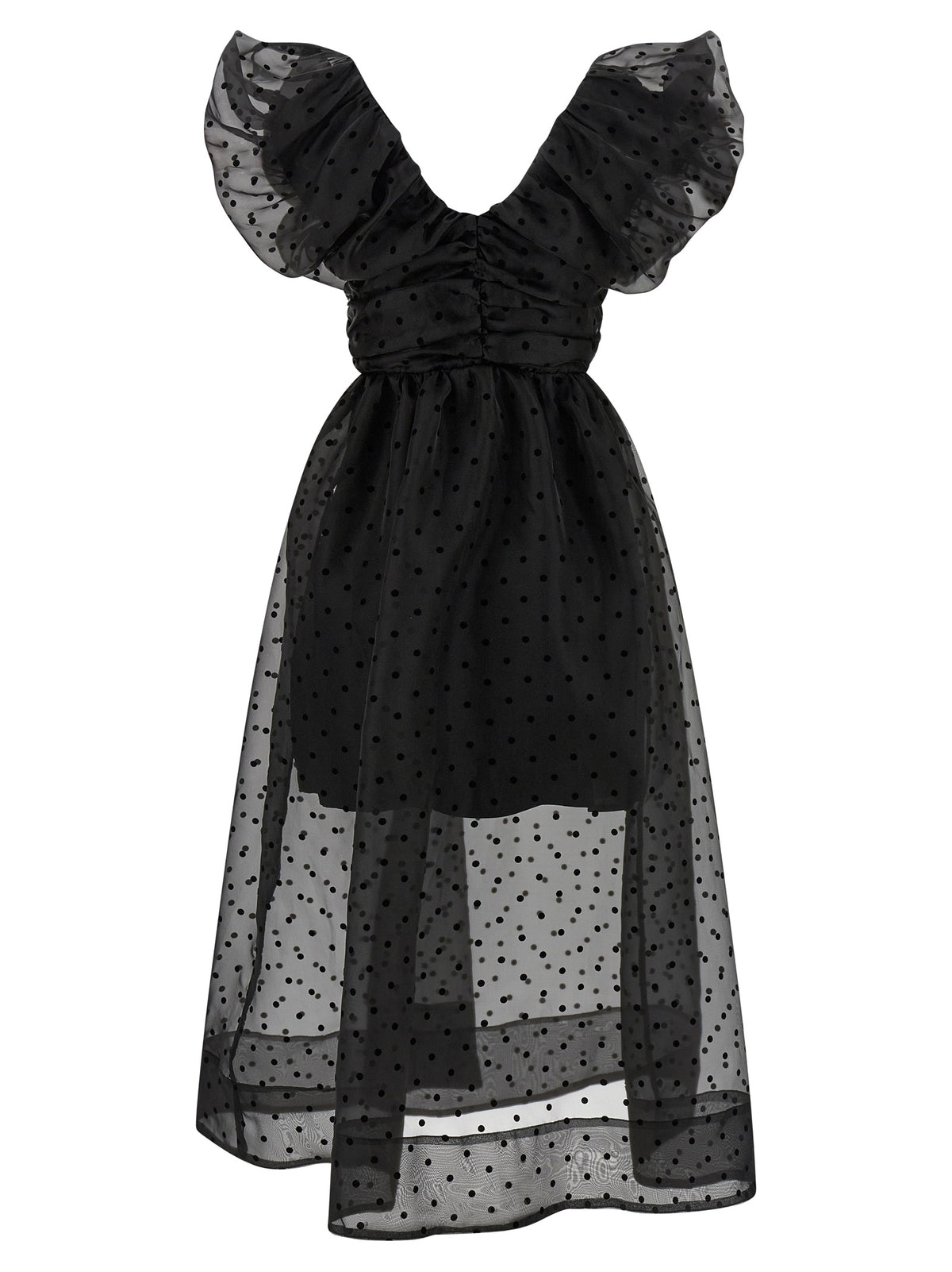 Robe midi Ganni en polyester recyclé noir