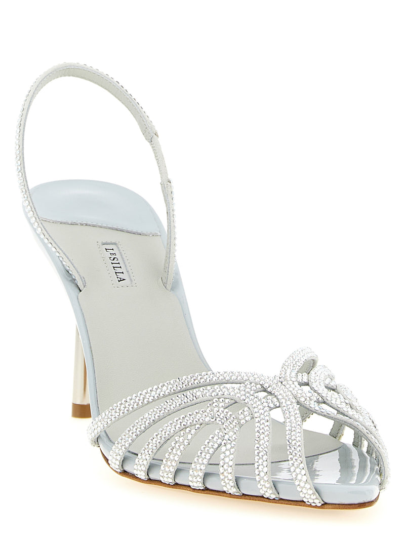 LE SILLA Gray Goatskin Stiletto Heel Sandals - Embrace Collection