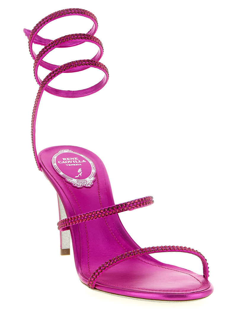 Sandales à talons aiguilles en viscose fuchsia RENE CAOVILLA