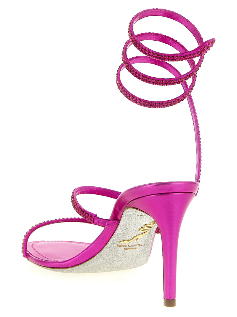 Sandales à talons aiguilles en viscose fuchsia RENE CAOVILLA