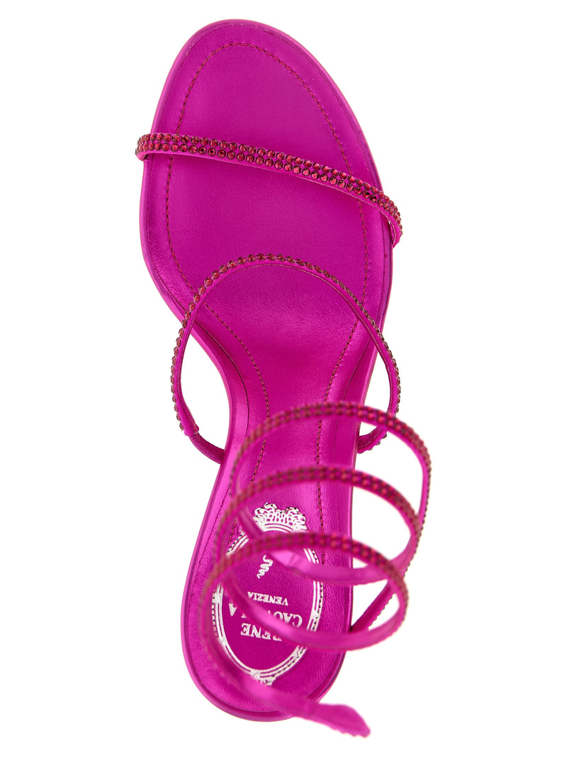 Sandales à talons aiguilles en viscose fuchsia RENE CAOVILLA
