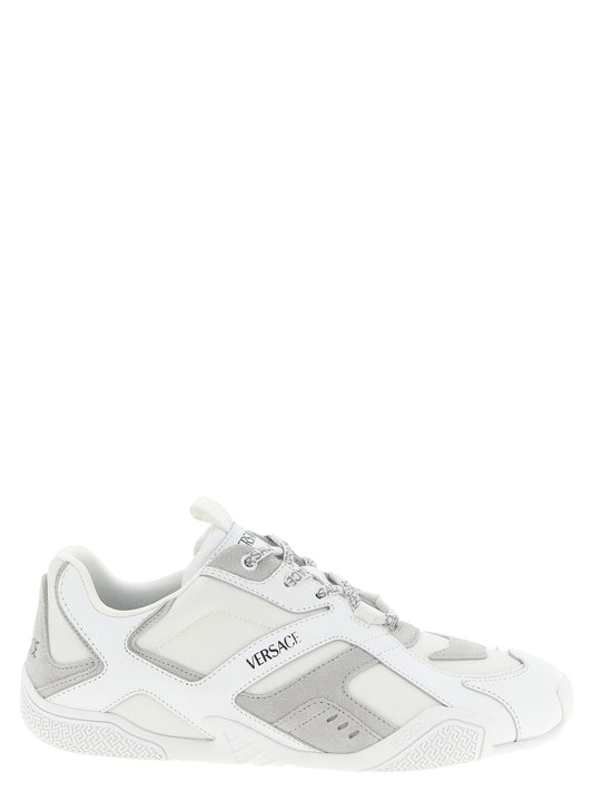 Baskets de sport Versace en cuir de veau blanc