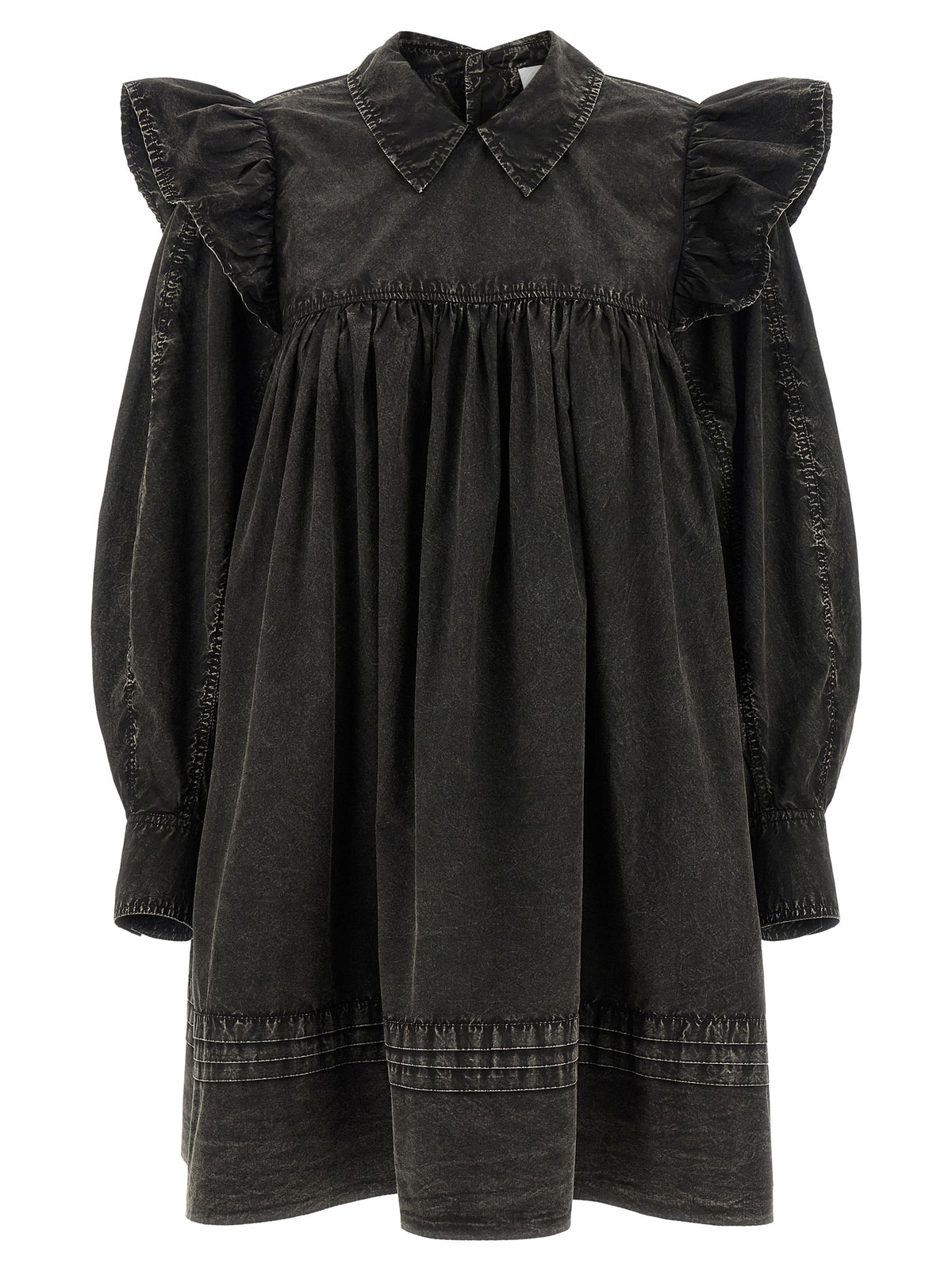 Ganni Black Organic Cotton Short Dress