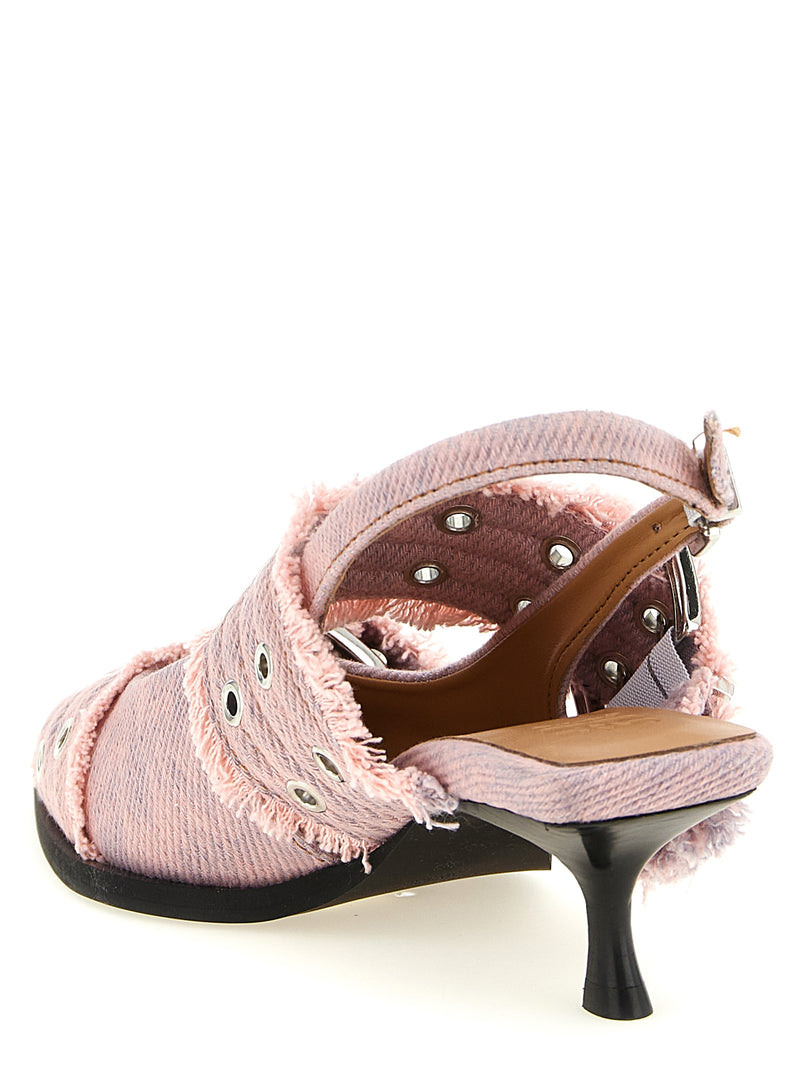 Escarpins Ganni en coton biologique multicolore à talon mi-haut