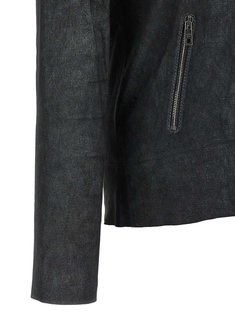 GIORGIO BRATO Blouson en cuir d'agneau noir
